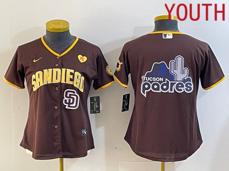 Youth San Diego Padres Blank Browm Game 2024 Nike MLB Jersey style 8->youth mlb jersey->Youth Jersey